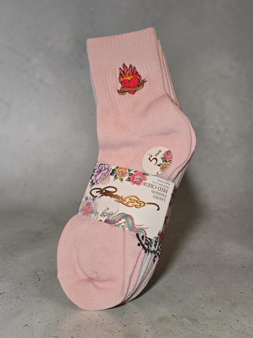 Ed Hardy Women Fashion 5 Pack Of  Socks, NWT Size 4-10
